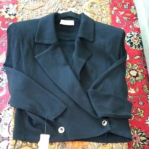 ST. JOHN Vintage 2000 Sweater Blazer Wool Blend Black Medium NWT